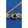 Image 4 : 14K Yellow Gold 8" Filigree Amethyst Heart Bracelet - Weight: 1.7g