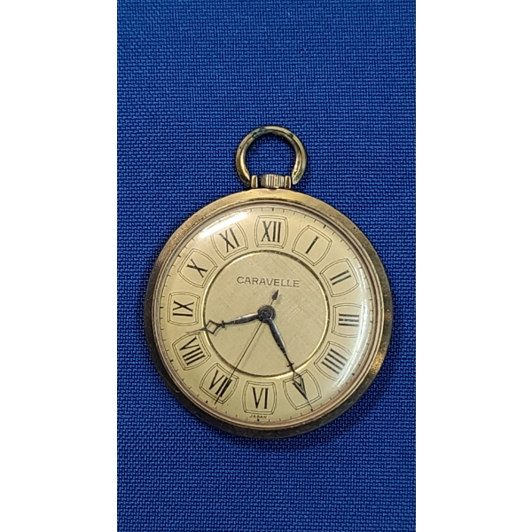Vintage Caravelle Open-Face Mechanical Pocket Watch - Working Condition