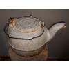 Image 4 : Antique Cast Iron Porcelain Enamel Tea Pot "Wrought Iron Range Co. St. Louis'"  RARE
