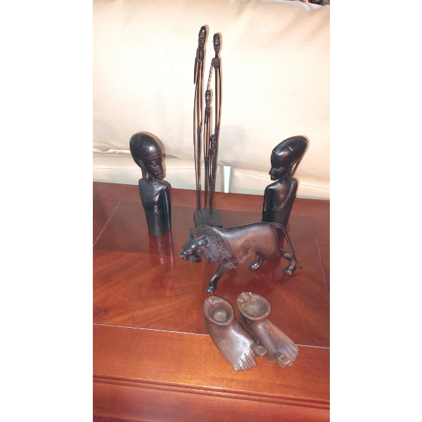 African Art Carvings Group AS Shown - 6 pcs total up to 7"  Ebony Carvings -see pics