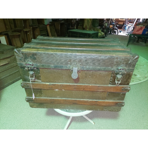 Antique Steamer Trunk 30 x 18 x 20 Overall - As Shown
