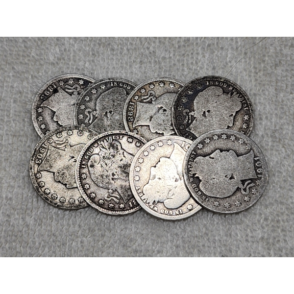 $2.00 Face Value in Assorted 90% Silver Barber Quarters