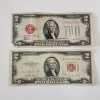 Image 1 : Two United States Red Seal $2 Notes: 1928 D & 1953 - Face Value $4.00