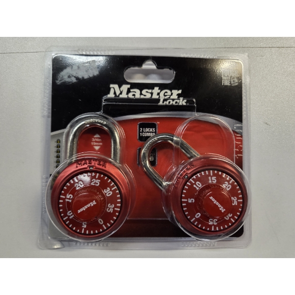  Brand New Red Master Lock Pair, 2 Locks With Same Combination Set! 