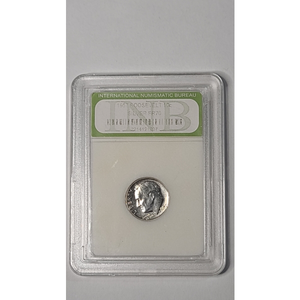 INB 1957 PR70 Roosevelt 90% Silver Dime 