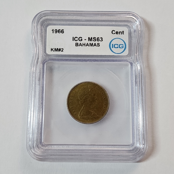 1966 Bahamas Cent Coin - ICG MS63