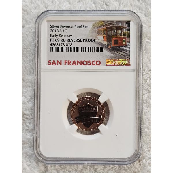 NGC PF 69 RD Reverse Proof 2018-S Reverse Proof Lincoln Shield Cent (Penny)