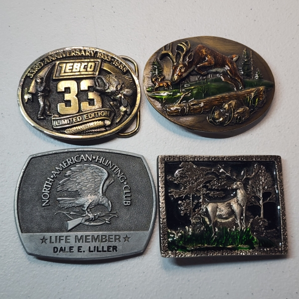 Four Assorted Sportsman/Hunting/Outdoorsmen Belt Buckles 