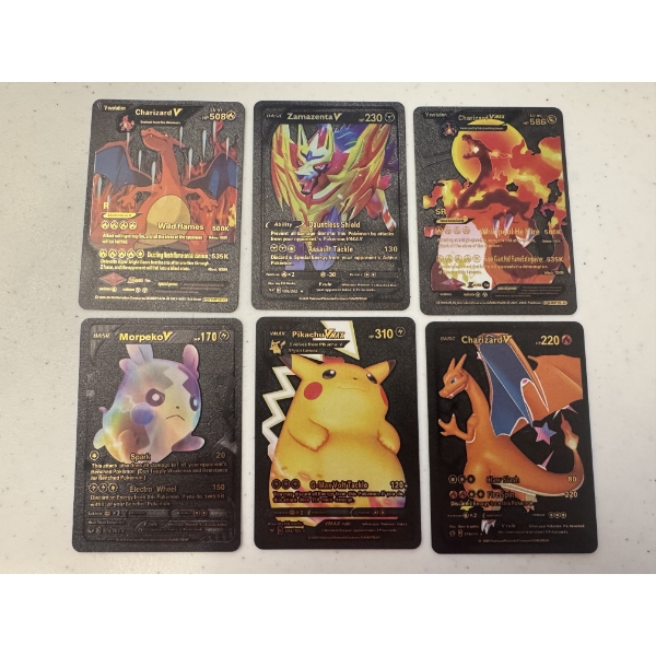 6 - 1995 - 1999 Pokemon Black Gold Foil Special Edition Trading Cards - All Mint Condition