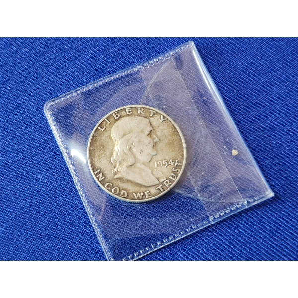 1954 United States Franklin 90% Silver Half Dollar 