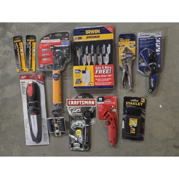 All Brand New! Dewalt Bits, Hammer Tacker, Vise Grips, Irwin Bit Set & More!