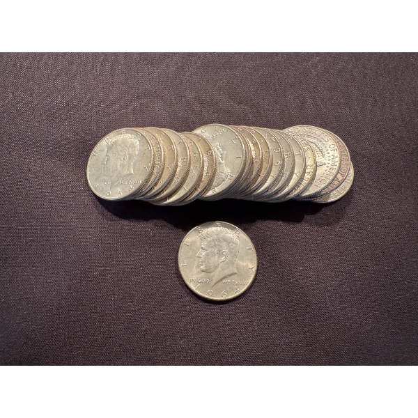 20 - United States Silver Kennedy Half Dollars- Face Value $10.00 - 90% Constitutional