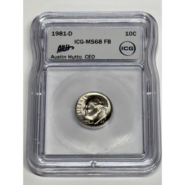 1981-D ICG-MS68 FB Graded Dime - FV $0.10