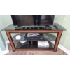 Image 1 : PICKUP IN NORTHFIELD - Corner TV Stand- Glass Top & Wood Combo Base Excellent 44" x 18" x 24"