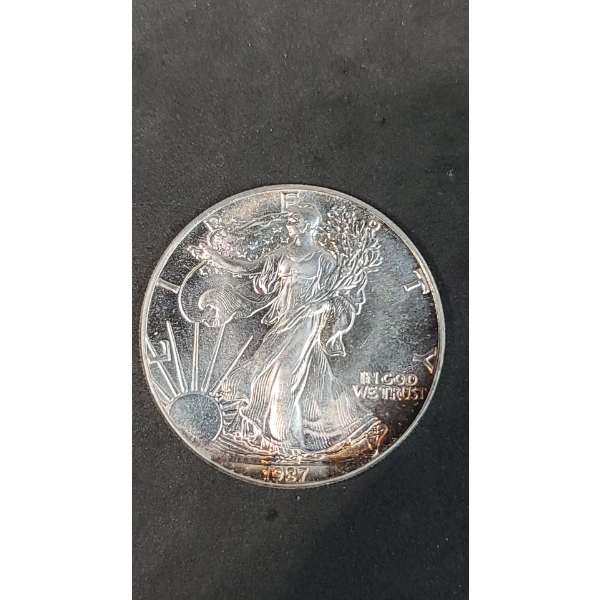 1987 1 Oz .999 Fine Silver American Eagle - Toned