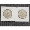 Image 1 : Two 90% Silver United States Walking Liberty Half Dollars ~ $1.00 Face Value