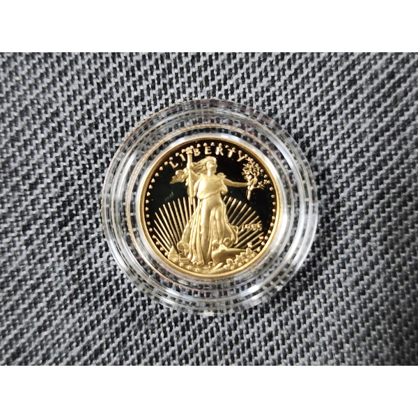 1995-W PROOF $5 American Eagle 1/10 Oz Fine Gold Round in Protective Case 