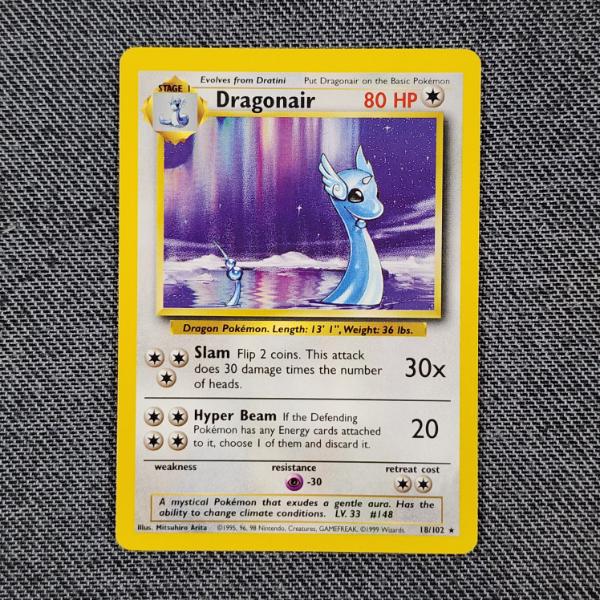 Dragonair 18/102 NON-Holo Rare Vintage Base Set Pokemon Trading Card in Near Mint Condition!