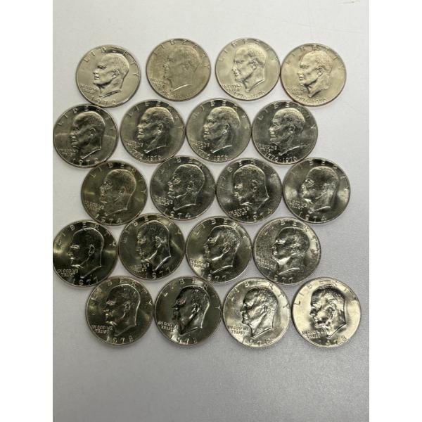 Sleeve of 20 Eisenhower Dollars-1972, 1974, 1976, 1977 and 1978; FV $20