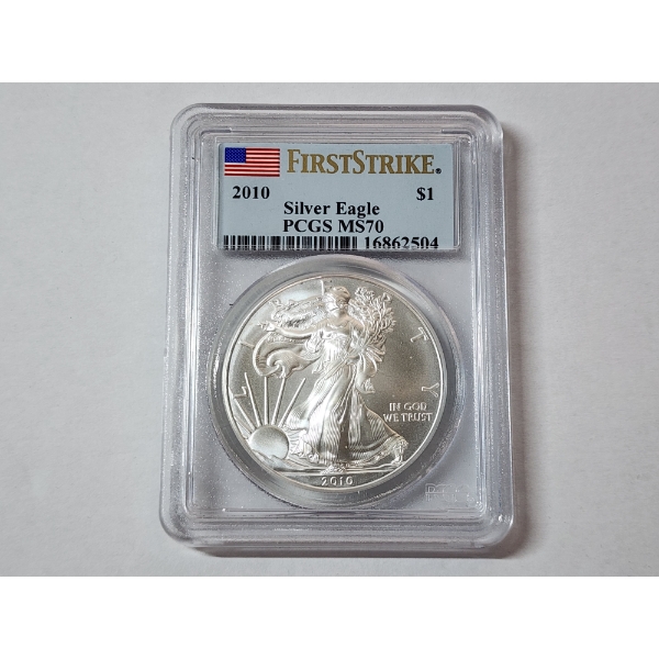 2010 American Silver Eagle - 1 oz .999 Fine Silver - PCGS MS 70 First Strike 