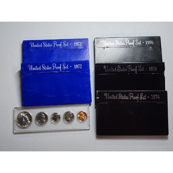 Lot of Assorted United States Proof Sets - Years: 1972, 1972, 1968, 1976, 1978, 1974