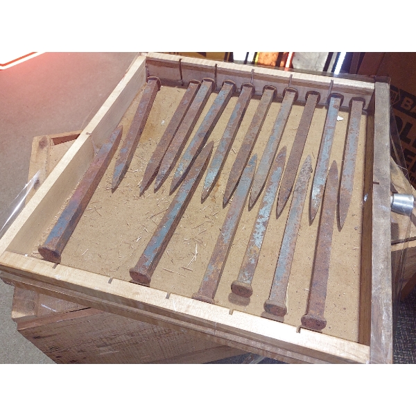 Vintage Box of Large 10" Timber Spikes (16 Pcs )  In Box - See Pics