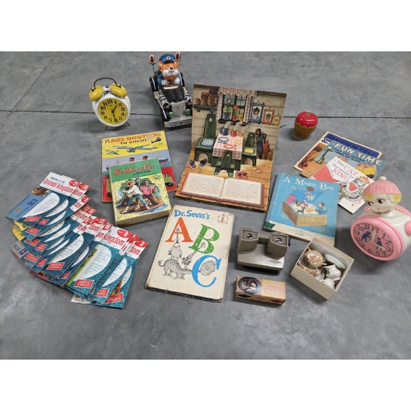 Interesting Vintage Toy Collectables Including, Alarm Clocks, View Master, Books & More