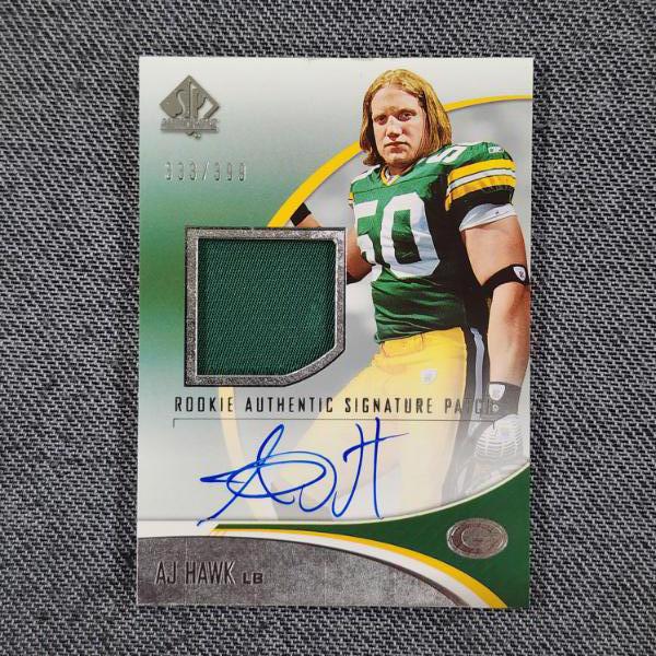 2006 Upper Deck AJ Hawk Green Bay Packers Rookie Authentic Autographed & Numbered Patch Trading Card