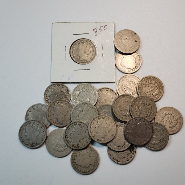 Lot of 25 Assorted United States "V" Nickels - FV: $1.25