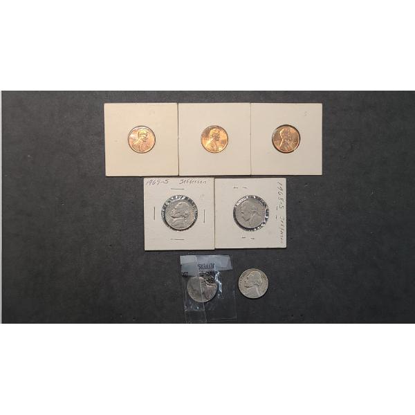 1971-D, 1972-D, 1974-D Lincoln Head Cent & 1947-D 1955-D, 1968-S, 1969-S Jefferson Nickels -FV: 0.23
