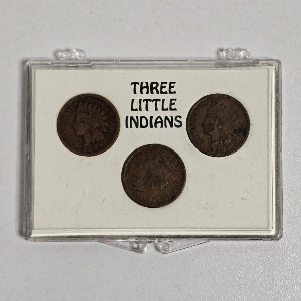 Vintage Three Little Indians Indian Head Penny Coin Collection Set