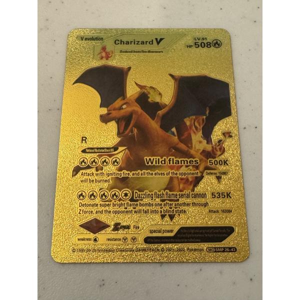 Rare Pokemon Charizard Gold Foil Trading Card - Mint Condition