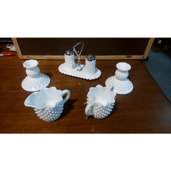 Vintage FENTON "Hobnail" Milk Glass Lot - See Pics - Excellent!