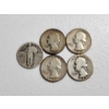 Image 1 : Lot of 5 Assorted U.S. 90% Silver Quarters: Standing Liberty & Washington FV: $1.25