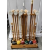 Image 1 : Vintage Forster Wooden Croquet Set on Rolling Cart