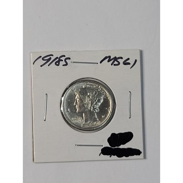 United States 1918-S Mercury 90% Silver Dime - BU Condition