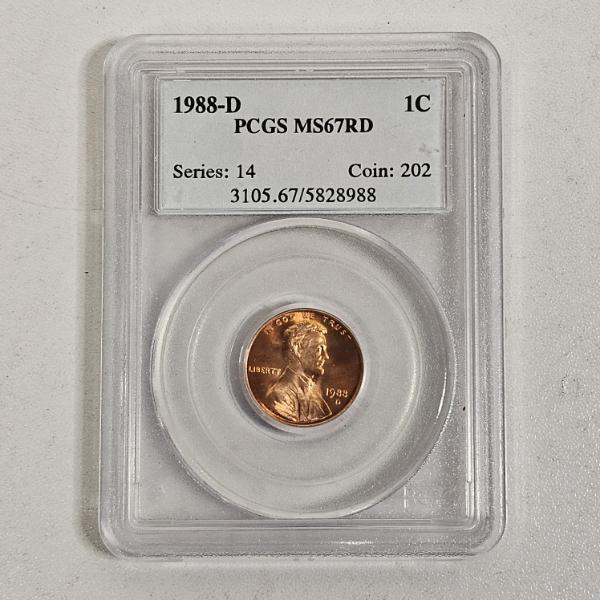 PCGS MS67RD 1988-D United States Lincoln Memorial Cent Penny