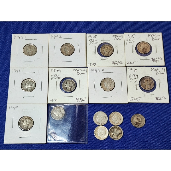 $1.50 Face Value of 90% Silver Dimes Including Mercury, Roosevelt, & Barber