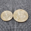 Image 3 : Two 1964 United States 90% Silver Coins ~ Half Dollar & Quarter ~ $0.75 Face Value 