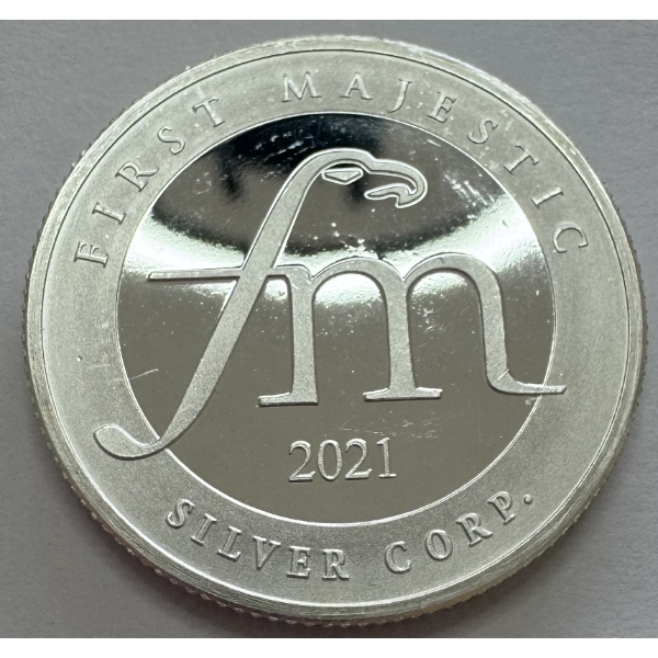 2021 One Half Troy Oz .999 Fine Silver Bullion Round - Produced by "First Majestic Silver Corp"