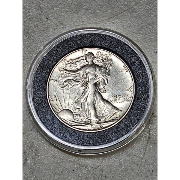1945 U.S. 90% Silver Walking Liberty Half Dollar in Case
