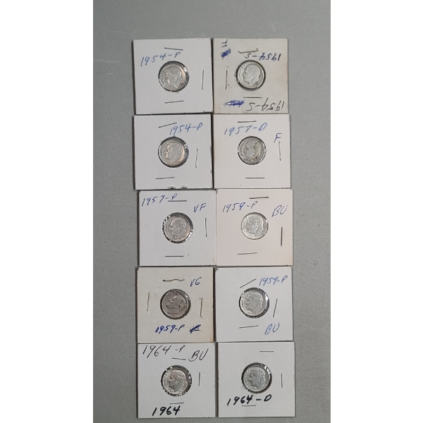 Assorted Years/Mint Marks United States 90% Silver Roosevelt Dimes - Face Value: $1.00