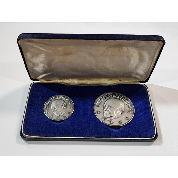 Hallmarked England Sterling Silver Dwight Eisenhower Medal & Round in Original Box - 109 Grams