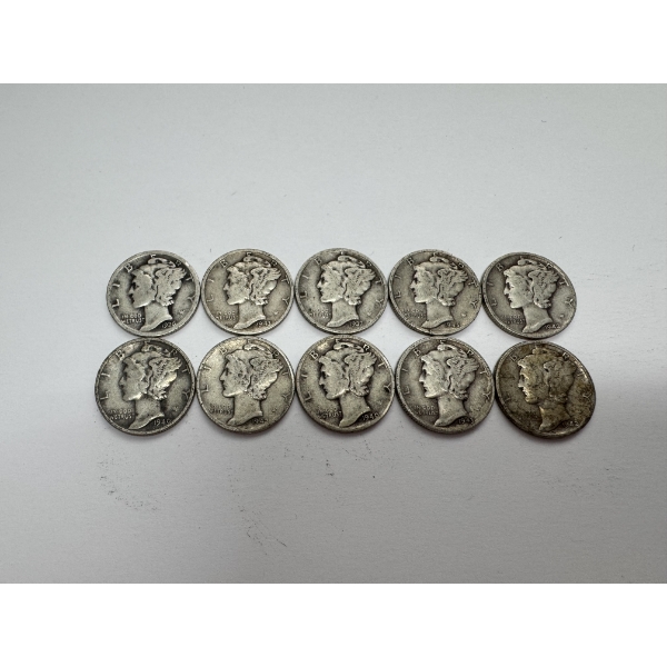 United States 90% Silver Dimes- $1.00 Face Value - Assorted Dates- Wonderful Condition 