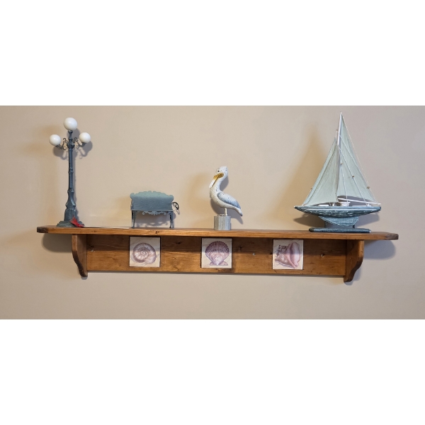 Louisville Home Pickup - Wood Shelf 46 Inches & Nautical Themed Items As Shown