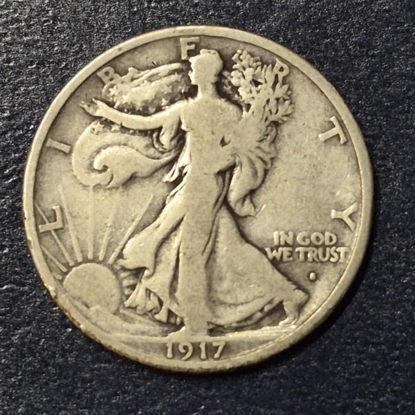 RARE 1917 S on Obverse Walking Liberty Half Dollar 90% US Silver Coin - Circulated - See Pics