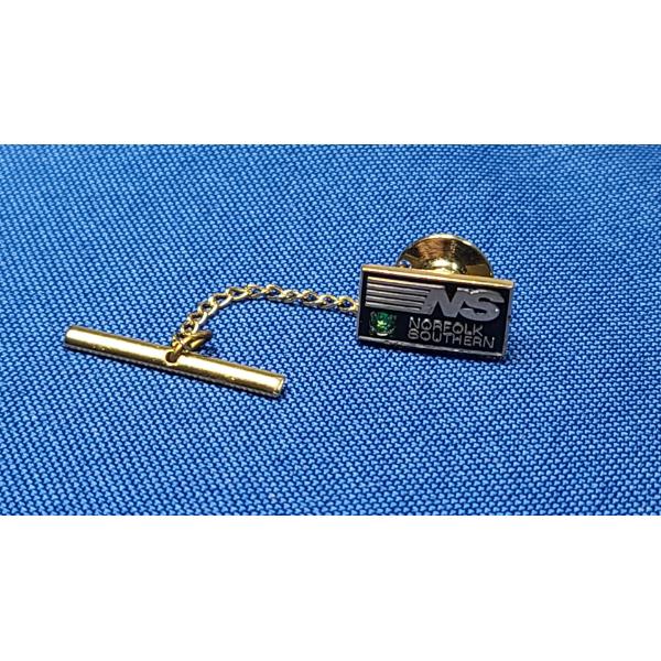 10K Gold With Emerald Norfolk Southern 30 Year Service Tie Tack Pin  - Total Weight: 1.9g