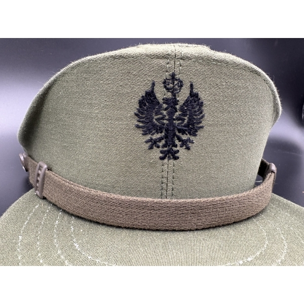 Olive Green Spanish Military Cap with Embroidered Eagle Emblem - Castro Cap GI Hat 