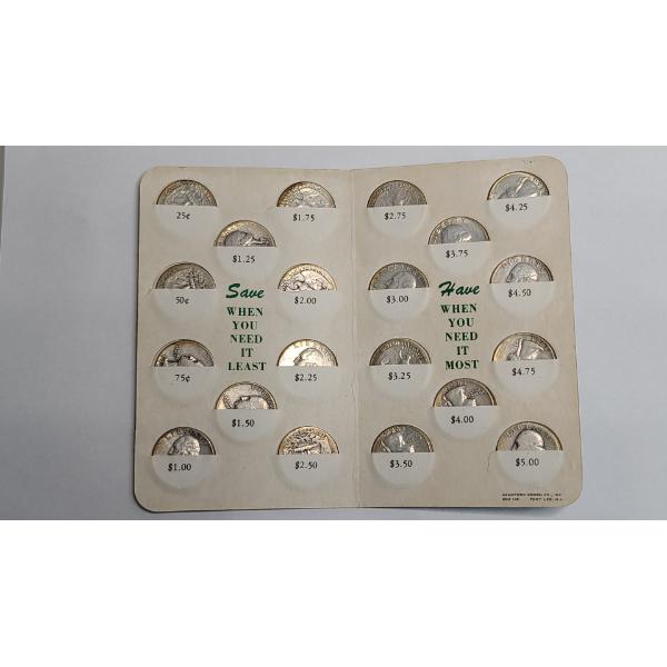 Assorted U.S 90% Silver Washington Quarters In Daily Quarter Saver Book - Face Value: $5.00