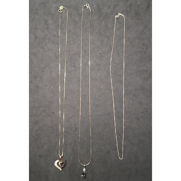 (3) Sterling Silver Necklaces - Total Weight: 10.7g